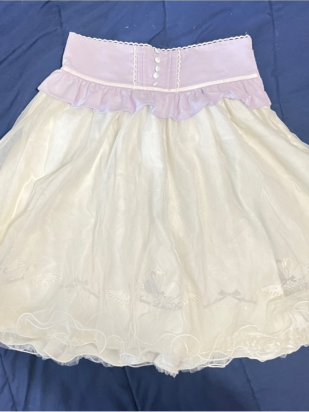 Ank Rouge Lavender & Ivory Ruffle A-Line Skirt Jfashion Egirl Lolita Jirai Kei